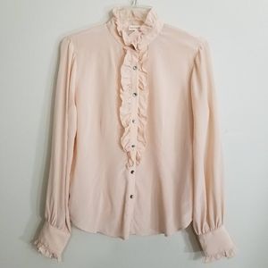 Rebecca Taylor Blush Pink Button Down Silk Blouse